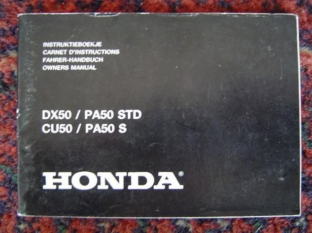Honda DX50 PA50 STD CU50 PA50 S 1987 ? instructie boekje, Ophalen of Verzenden, Gebruikt