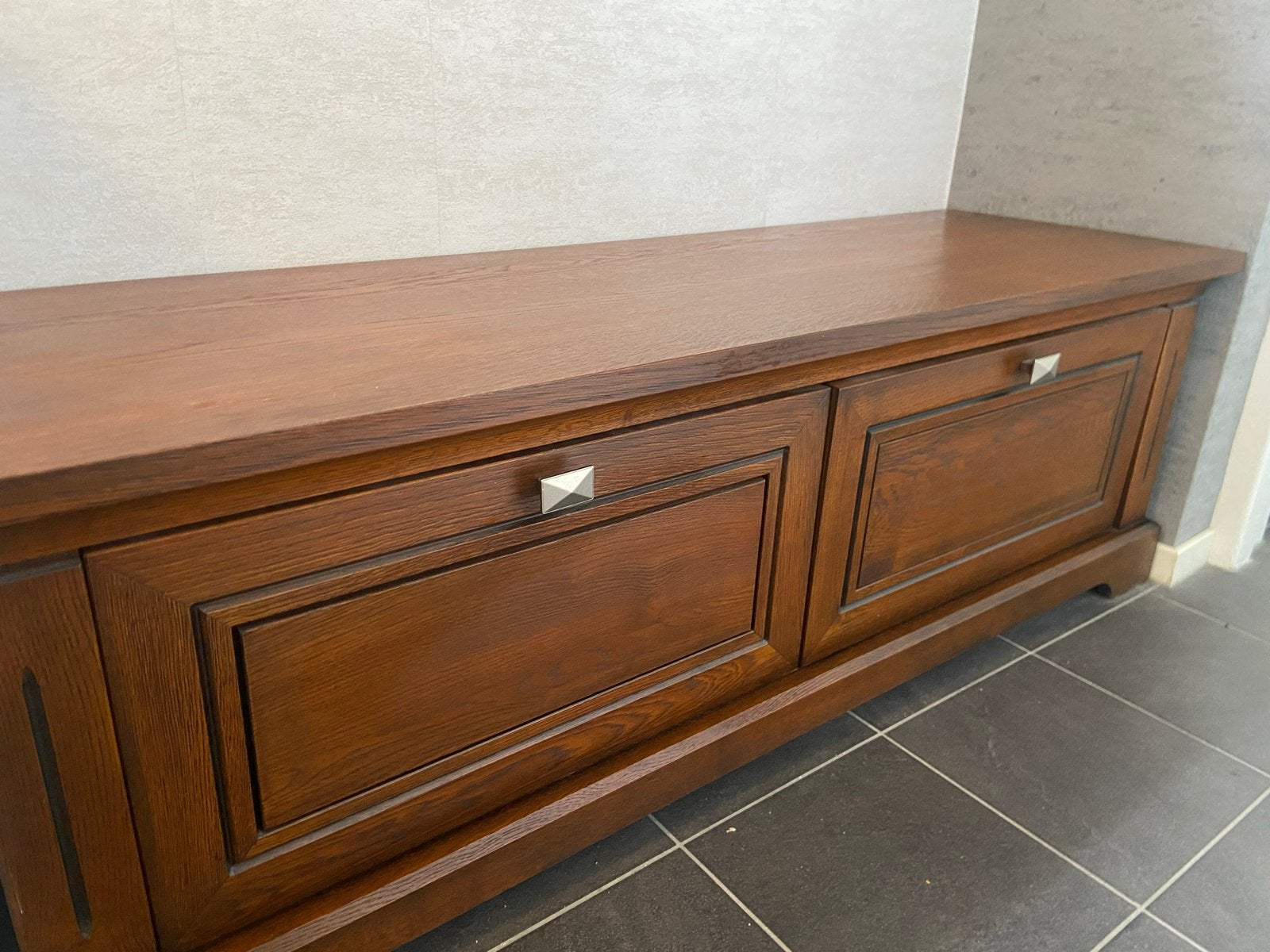 Massief houten dressoir met lades en deuren, Ophalen, 150 tot 200 cm, Eikenhout, Zo goed als nieuw
