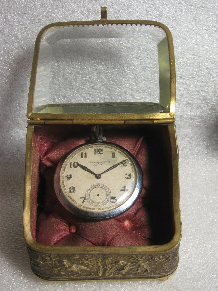 Antiek Frans Porte Montre voor Zakhorloge / Jacht Tafereel, Verzenden, Koper