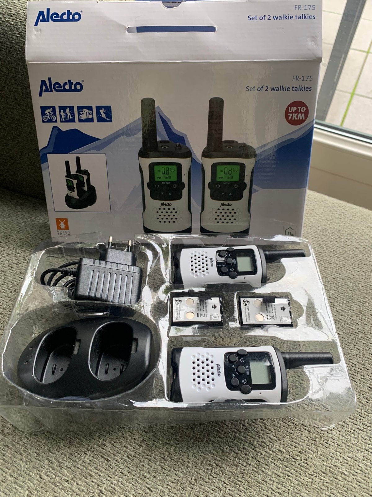 Alecto FR-175 set walkie talkies 7km bereik, Ophalen of Verzenden, Zo goed als nieuw