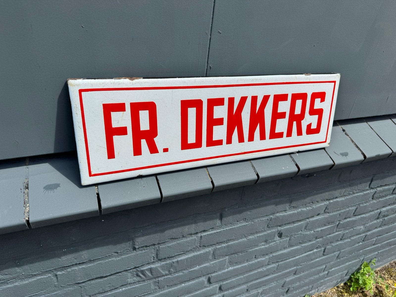 FR. Dekkers emaille reclamebord, Antiek en Kunst, Ophalen of Verzenden