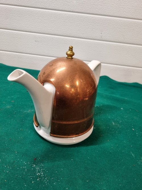 Theepot met theepotwarmer koper vintage, Ophalen of Verzenden, 'T Olde Gre-j, Info@toldegrej.nl, Endepoelstraat 20f Didam