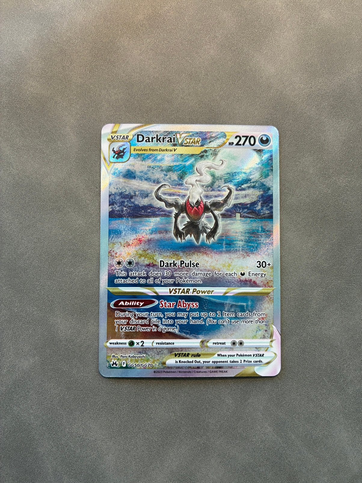Darkrai Vstar GG50 Crown Zenith, Ophalen of Verzenden, Zo goed als nieuw