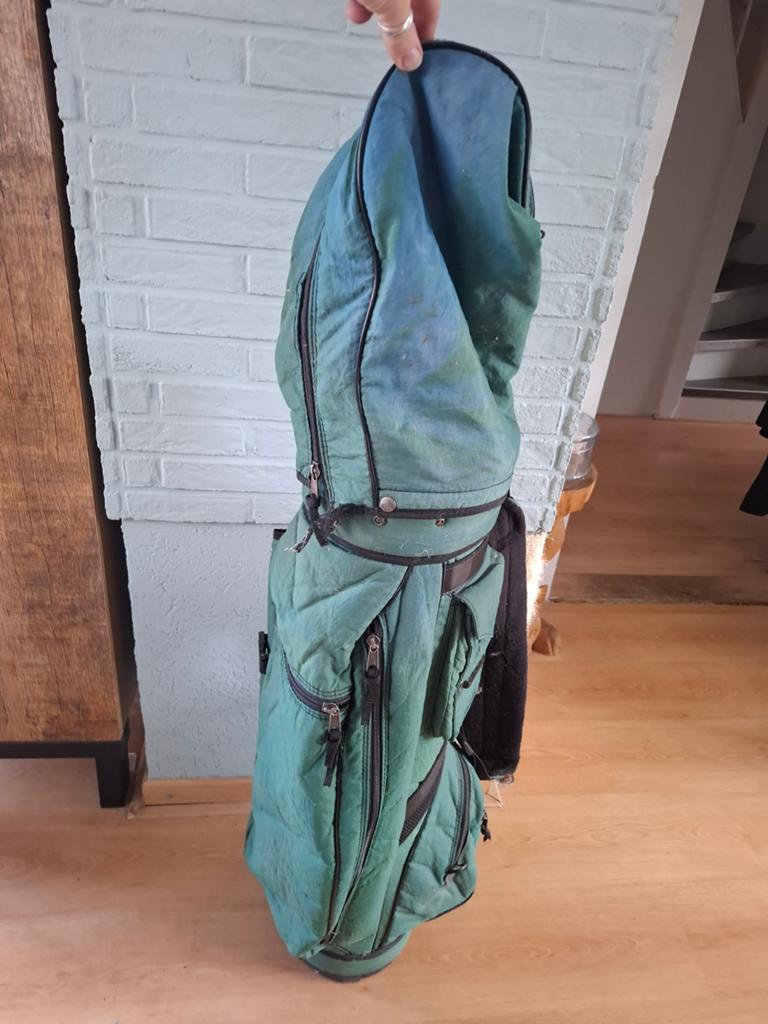 Vintage Spalding golftas groen met regenhoes, Ophalen, Gebruikt, Tas