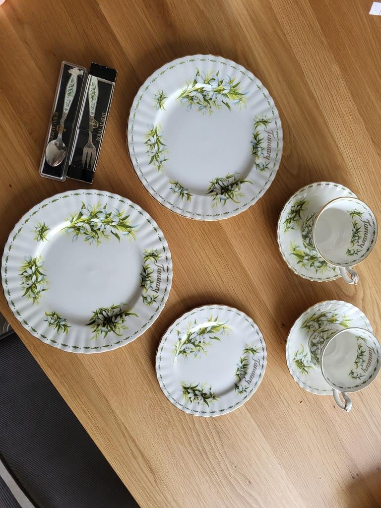 Royal Albert Snowdrops Januari servies set, Ophalen of Verzenden