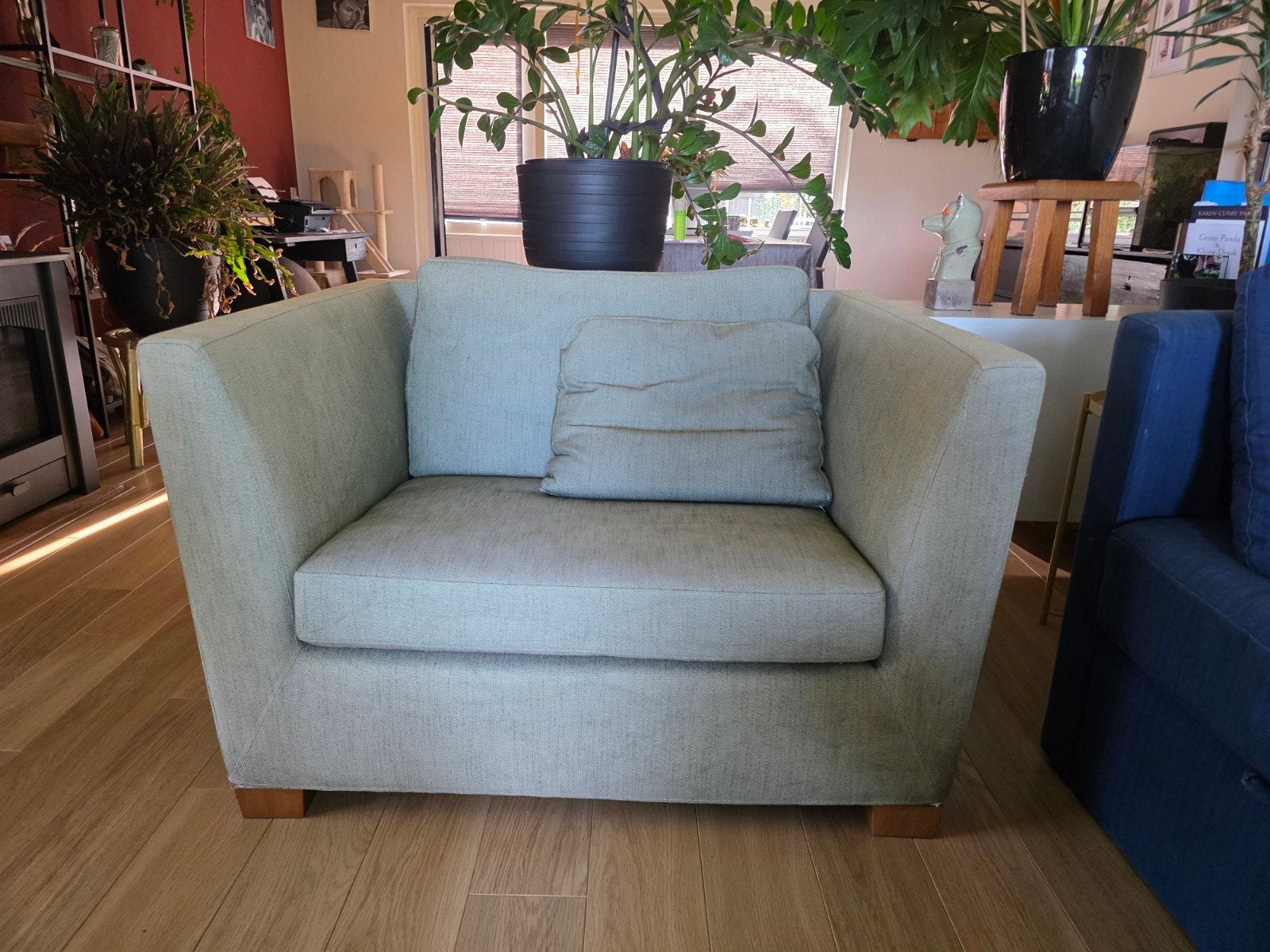 IKEA love seat, groen, hoezen los, Ophalen, Gebruikt, 75 tot 100 cm, 100 tot 125 cm