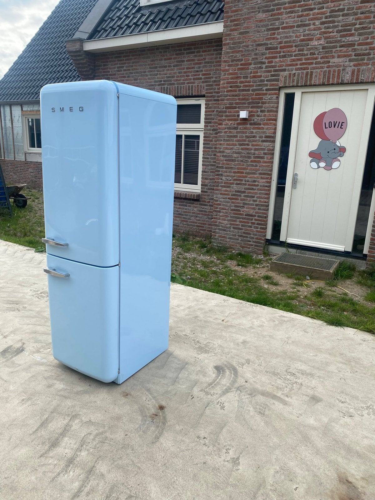 Smeg Koelkast met Vriezer - Lichtblauw Retro Design, Bella, 200 liter of meer, Met aparte vriezer, Zo goed als nieuw