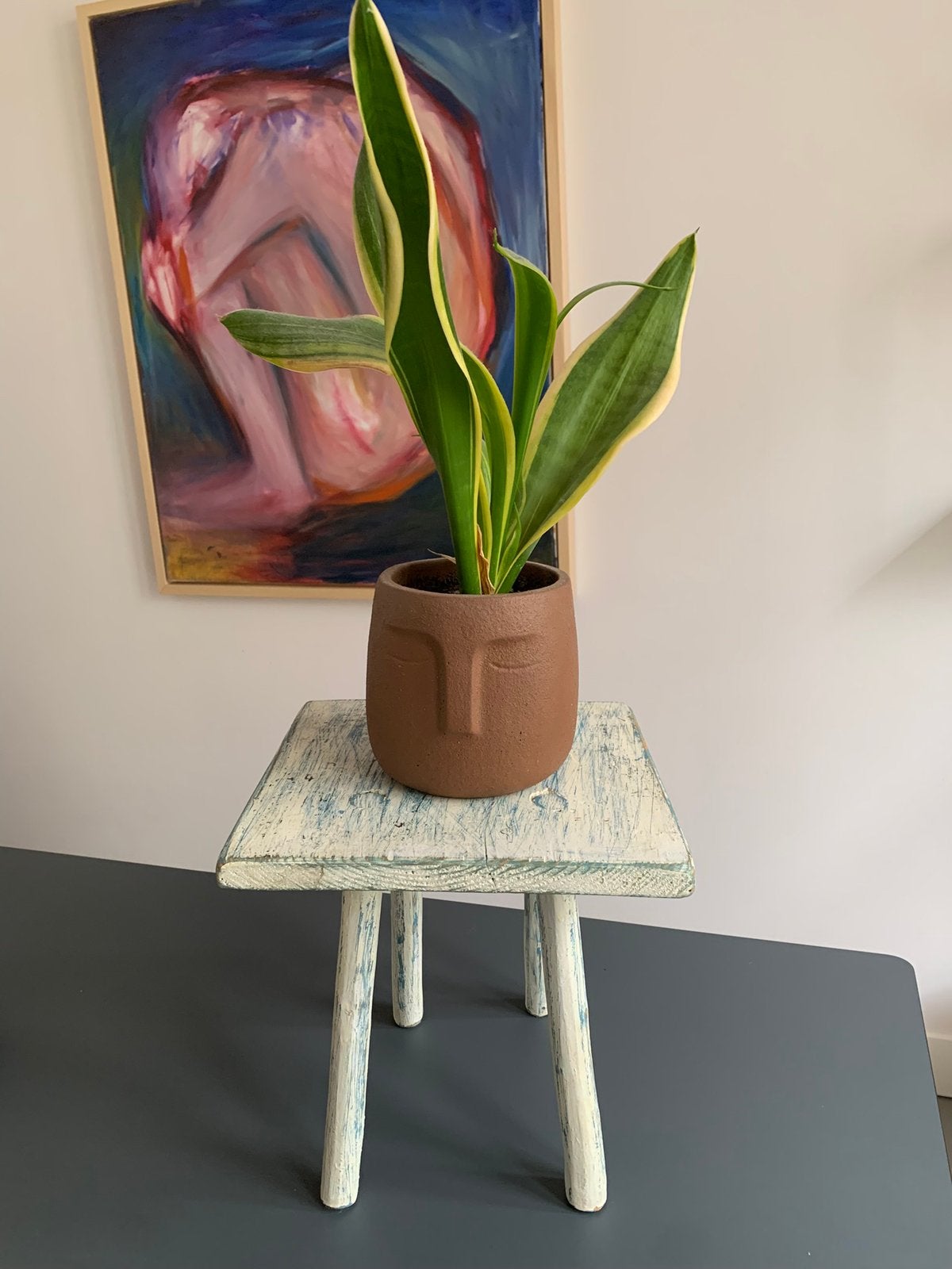 Vintage Melkkrukje/ plantentafeltje vierpoot hout, Ophalen of Verzenden, Zo goed als nieuw, Hout