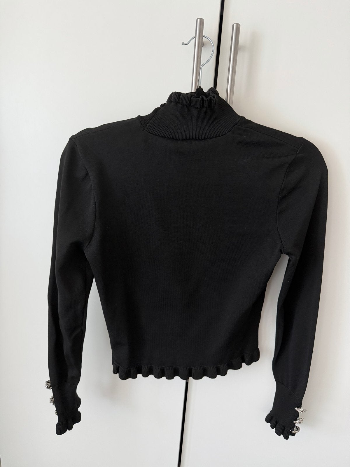 Zwarte coltrui met strass details, Ophalen of Verzenden, Zo goed als nieuw, Maat 38/40 (M), Zwart