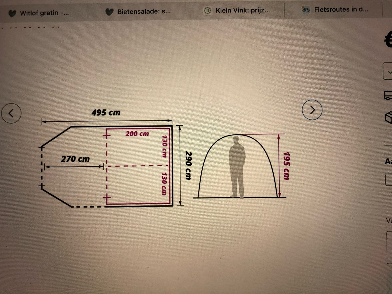 Boogtent, beige, zwart met binnentent, 4 persoons, Ophalen of Verzenden, Gebruikt, Tot en met 4