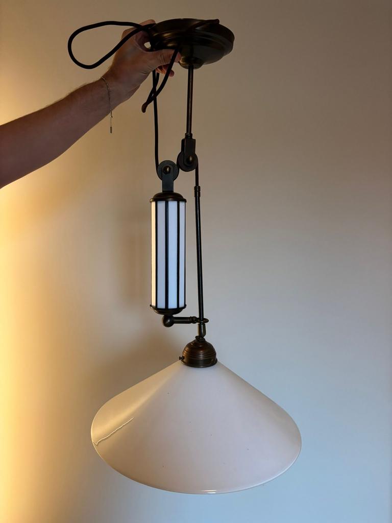 Vintage hanglamp met contragewicht, Ophalen