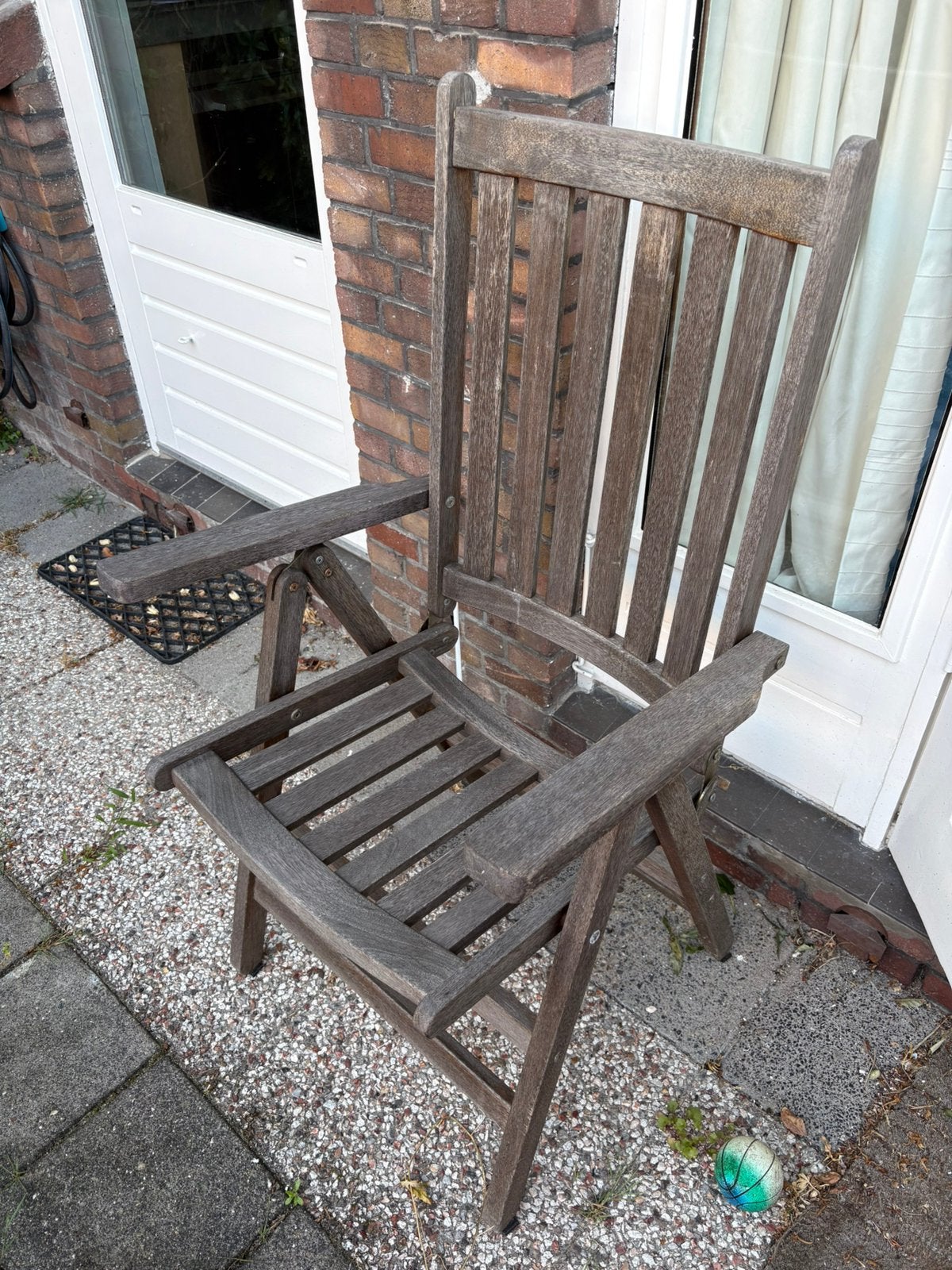 4 teak houten tuinstoelen, Ophalen, Gebruikt, Hout
