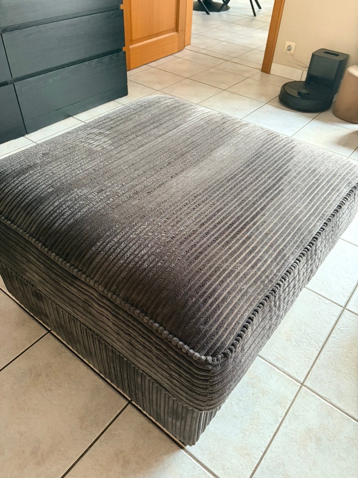 Ribstof poef, Ophalen, Vierkant, 75 tot 100 cm, Zo goed als nieuw