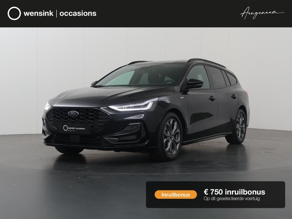Ford Focus Wagon 1.0 EcoBoost Hybrid ST Line X | Afneembare, Auto's, Ford, Gebruikt, Zwart, Handgeschakeld, 19 km/l