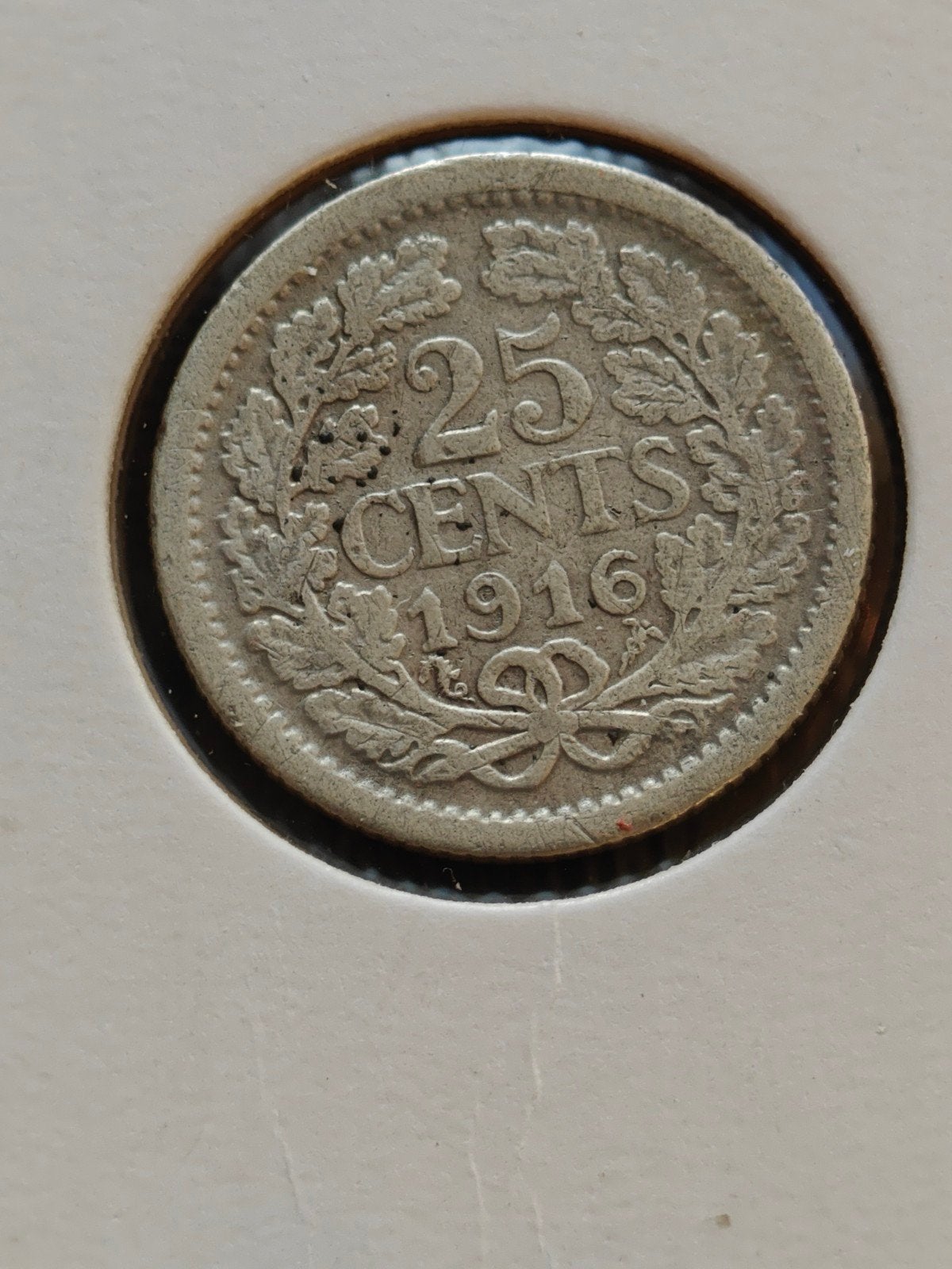 25 cent 1916 Koningin Wilhelmina zilveren munt, Postzegels en Munten, Munten | Nederland, Ophalen of Verzenden