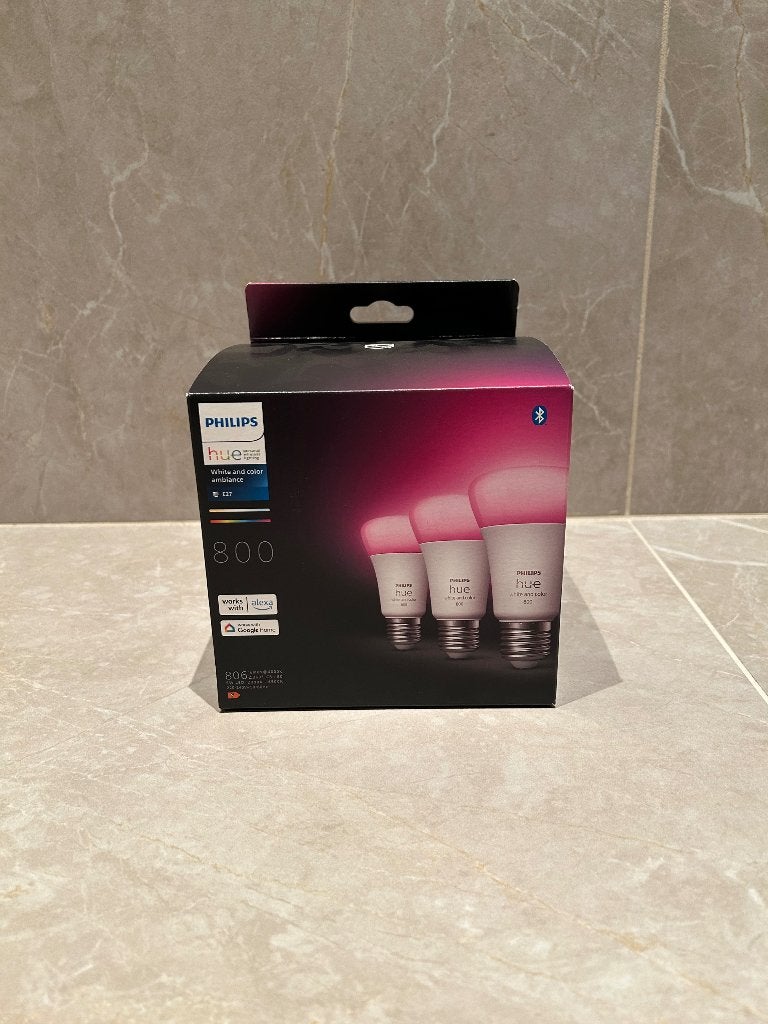 Philips Hue standaardlamp E27 9W 3-pack, Huis en Inrichting, Lampen | Losse lampen, Led-lamp, Bedienbaar via app, Nieuw, Minder dan 10 watt