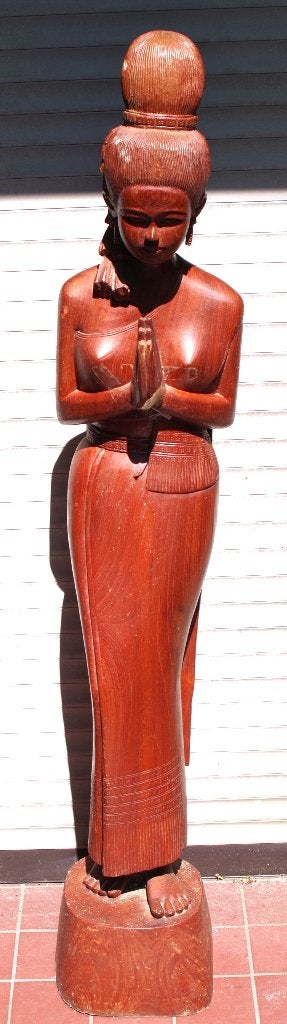 Indonesische vrouw, Ophalen, 1 meter - 2 meter, Beeld, Hout
