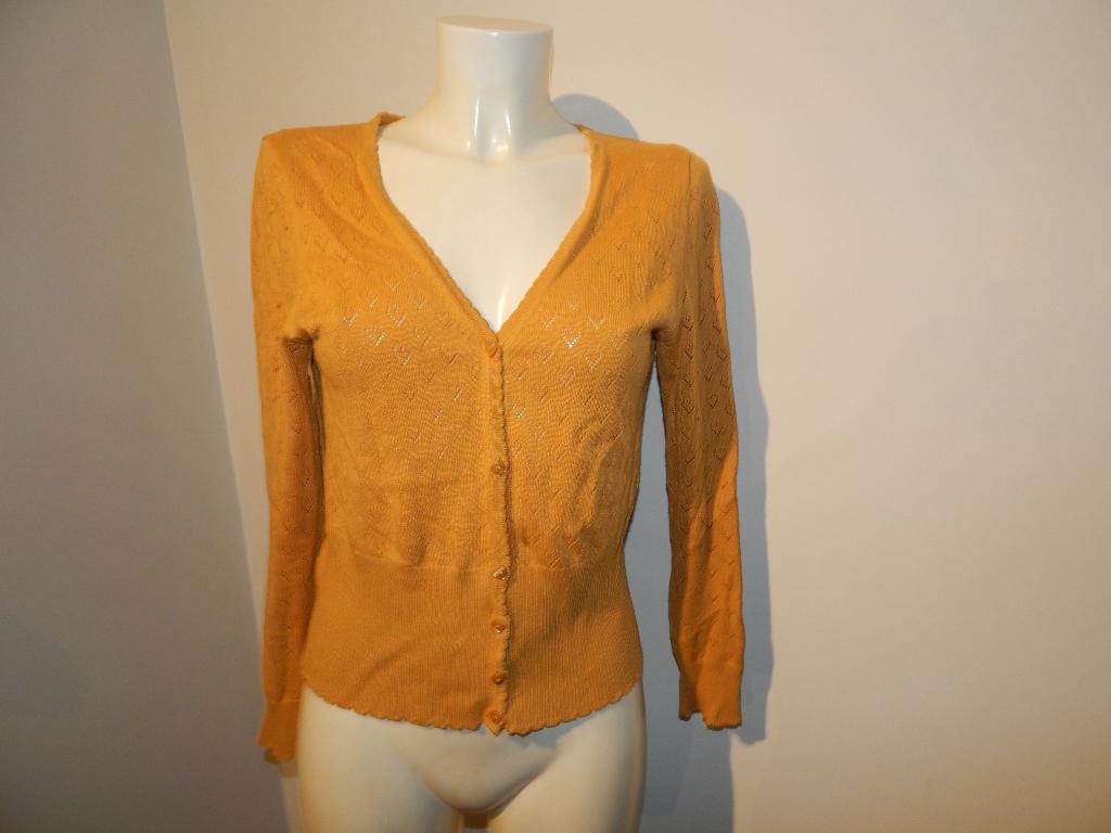 King Louie geel vestje gebreid hartjes motief hart knopen L, Kleding | Dames, Truien en Vesten, Verzenden, Geel, Maat 42/44 (L)