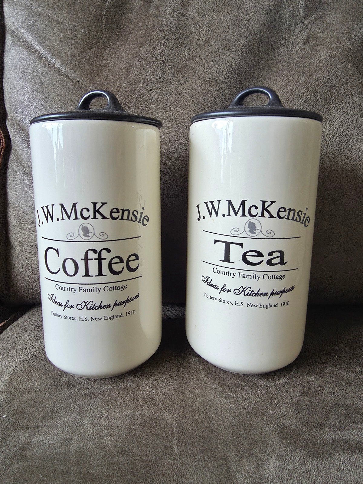 J.W. McKensie Voorraadpotten: Koffie en Thee (2 stuks), Huis en Inrichting, Gebruikt, Ophalen of Verzenden, Voorraadpot, Steen/keramiek