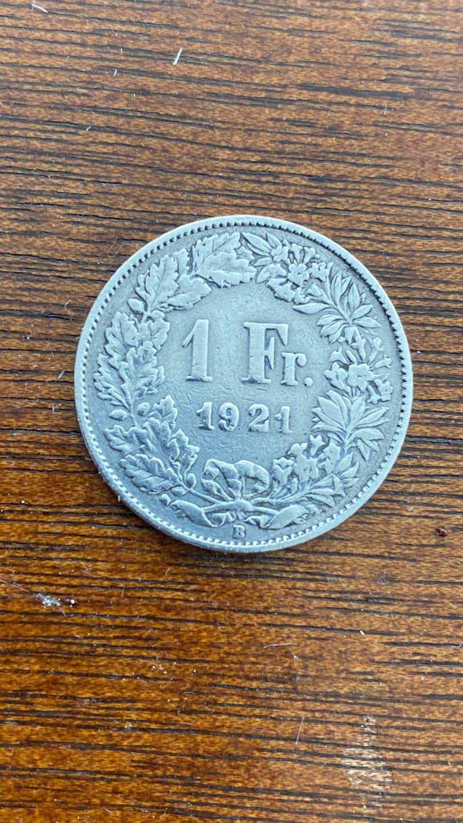 Zwitserse 1 Franc 1921 - Zilveren munt (0,835), Ophalen of Verzenden, Overige landen, Losse munt, Zilver