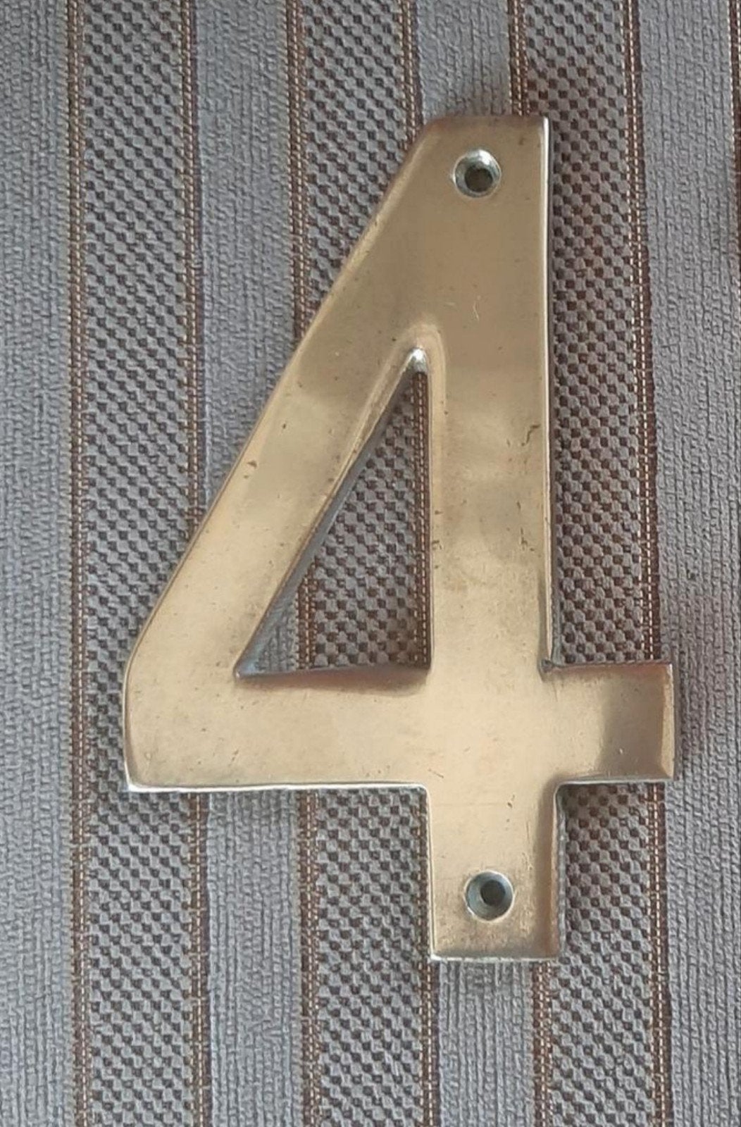 Messing: cijfer vier, huisnummer 4, lengte 11.7 cm, Ophalen of Verzenden