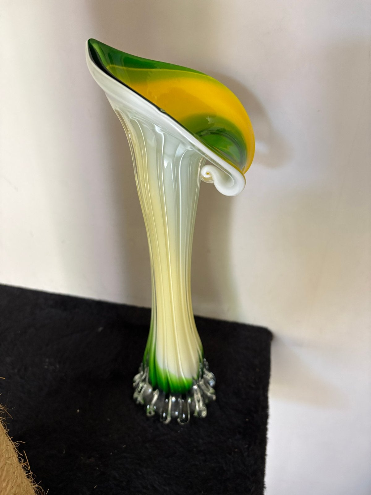 Vintage vaas in Calla Lelie vorm - Groen/Geel, Ophalen