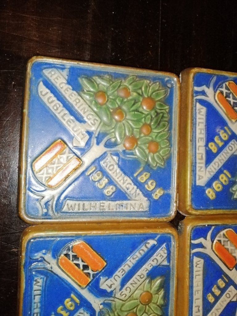 Antiek wandtegels regerings jubileum koningin Wilhelmina, Ophalen of Verzenden, Gebruikt, Nederland, Overige typen