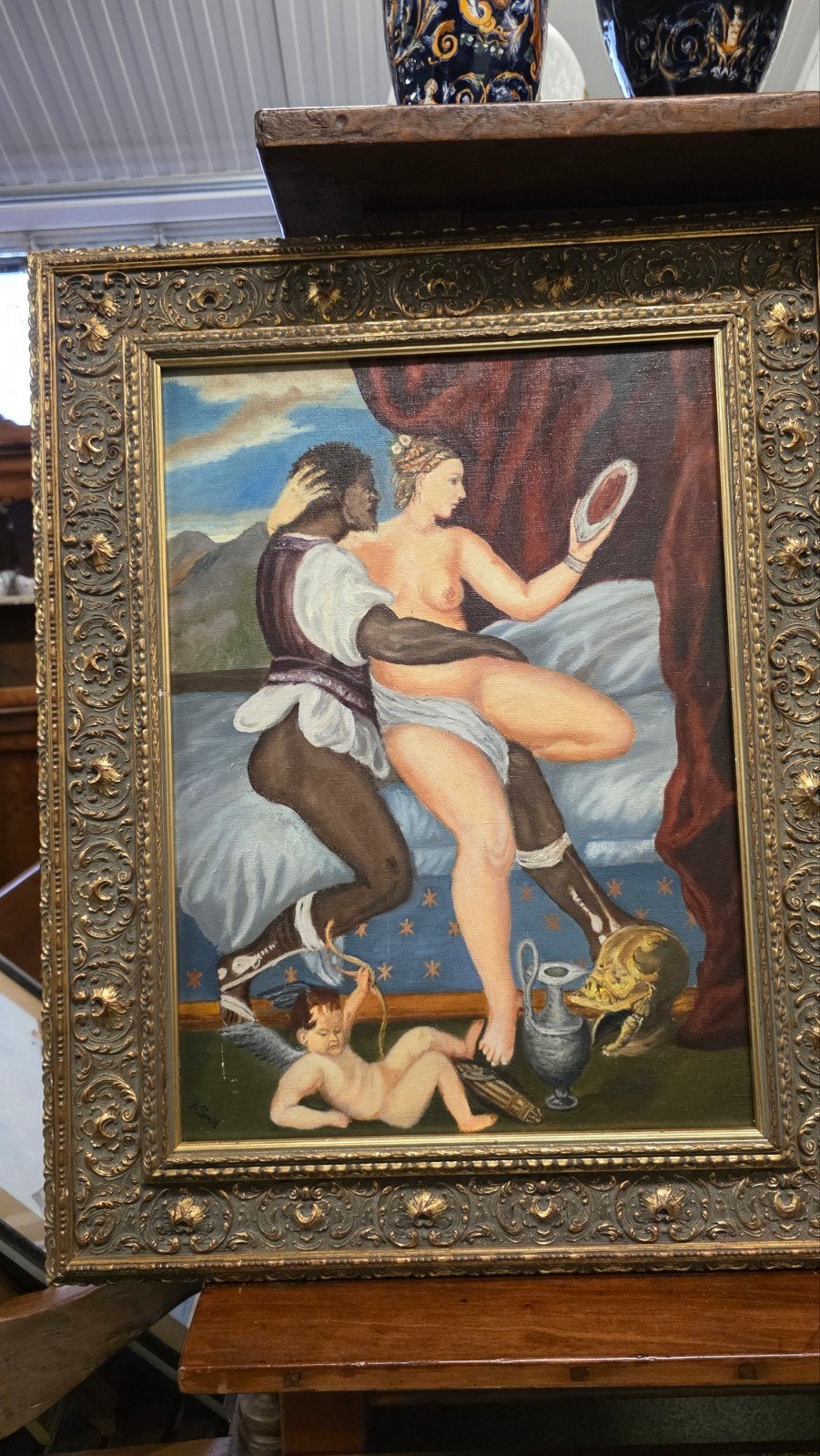 mooi antiek schilderij, Ophalen