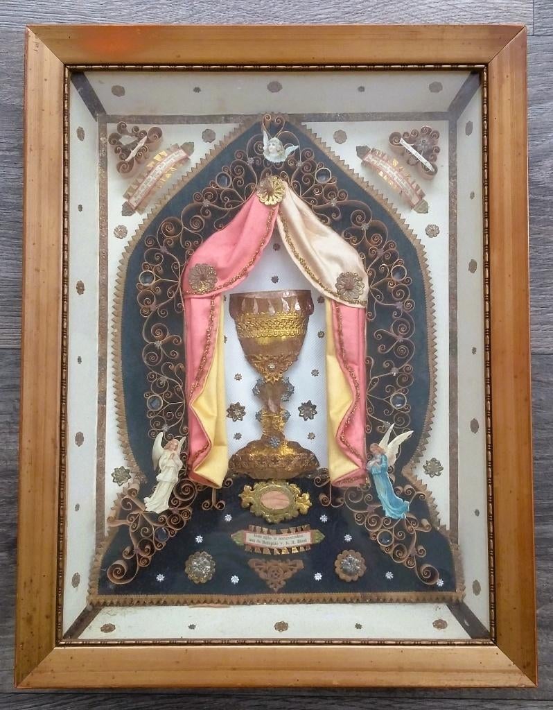 Om 1900 Relikwie Het Wonder van Boxmeer Kloosterwerk Reliek, Antiek en Kunst, Antiek | Religie, Ophalen of Verzenden