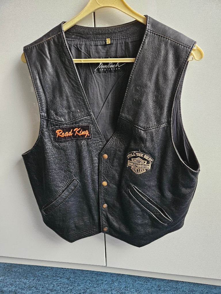Leren hesje (Harley opsmuk), Ophalen of Verzenden, Tweedehands, Heren, Jas | leer