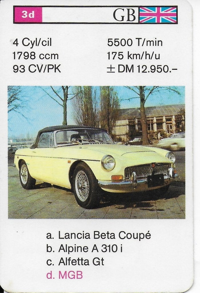 Kw6 autokaartje 3d mgb, Ophalen of Verzenden, Zo goed als nieuw, Auto's