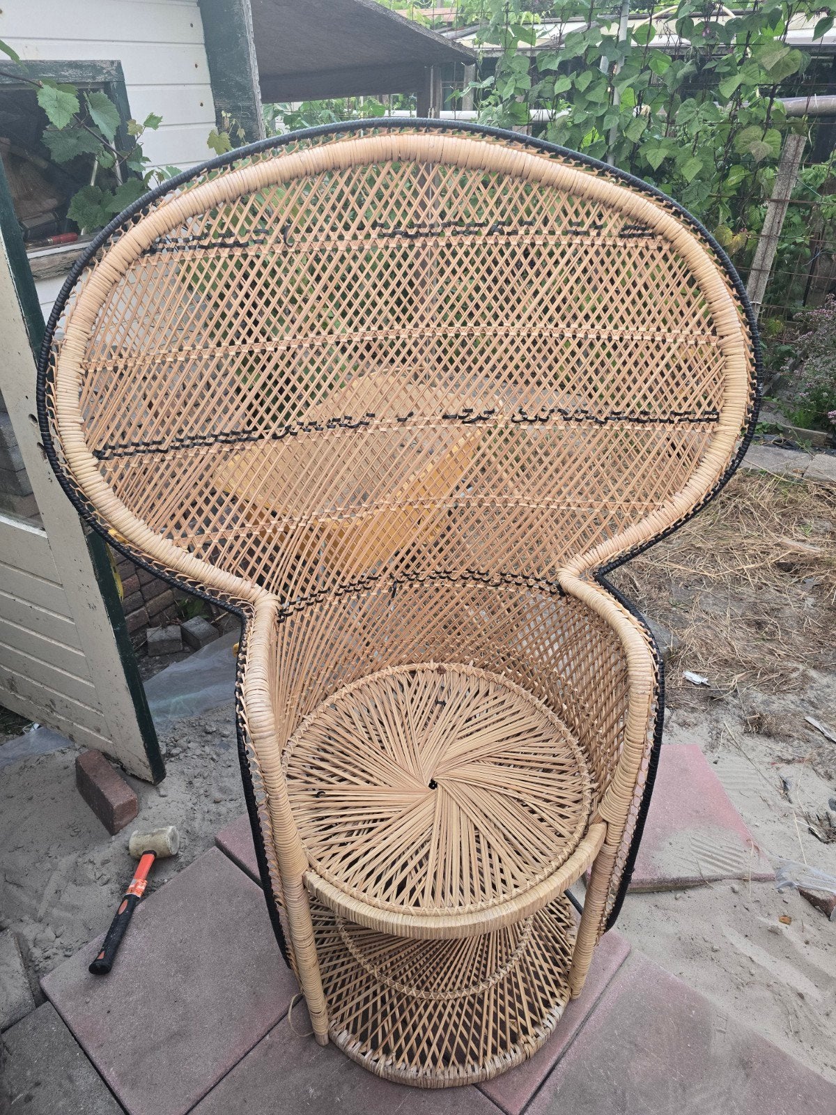 Vintage rotan pauwstoel - perfect voor binnen of buiten, Ophalen of Verzenden