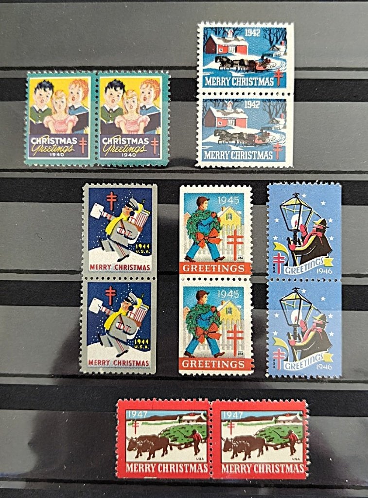 USA : TBC kerst/sluitzegel 6 duos 1940s postfris, Verzenden, Overige thema's