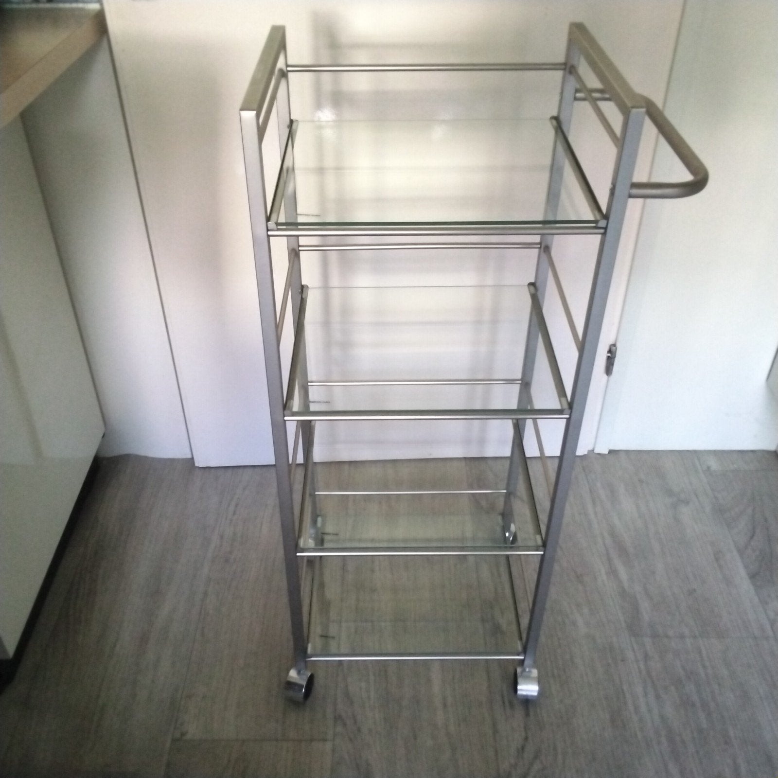 4 laags serveerwagen glas met stalen frame, Ophalen