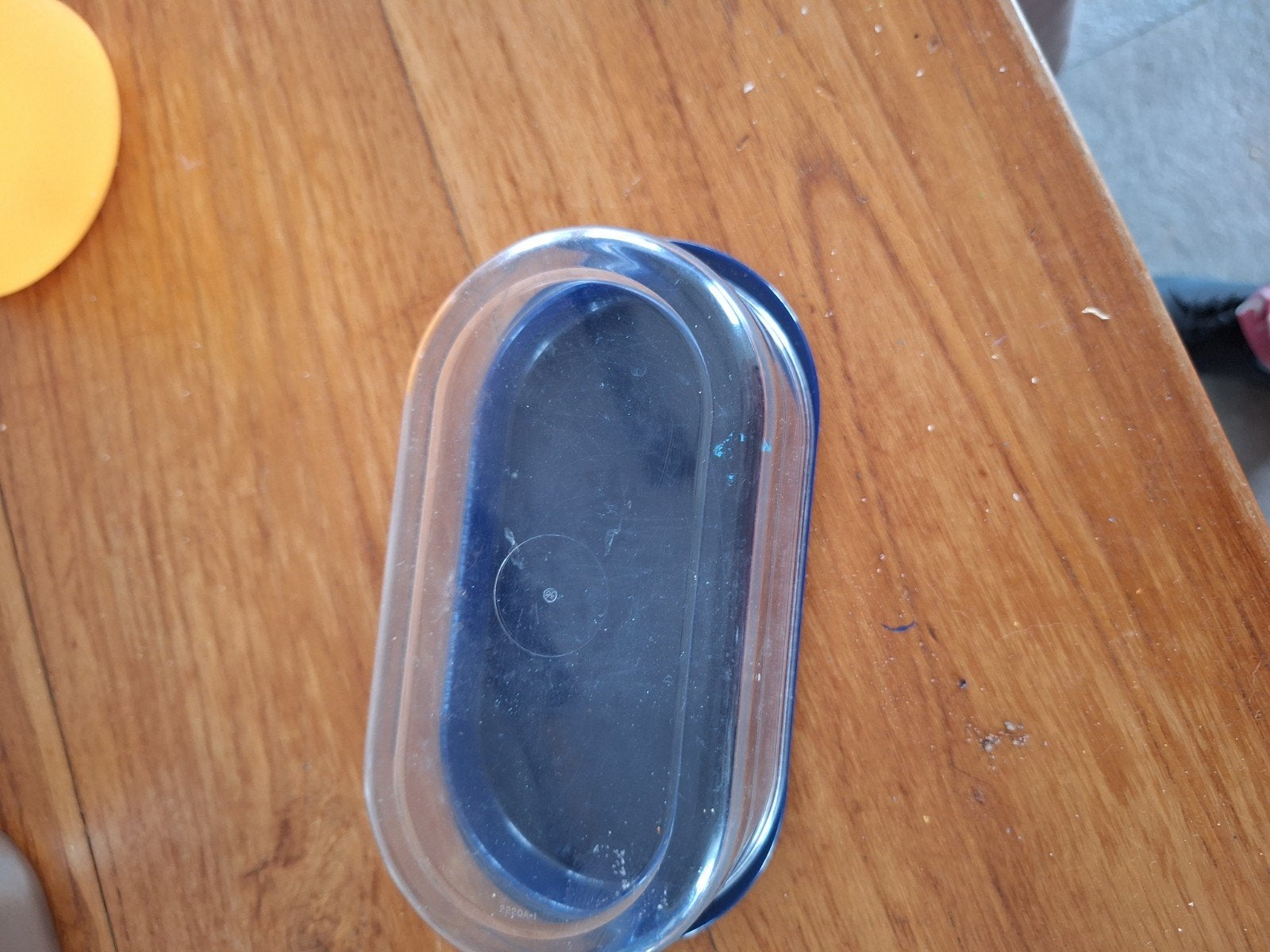 Tupperware Busje Ovaal Blauw met Transparant Deksel, Ophalen of Verzenden, Gebruikt, Blauw, Bus of Trommel