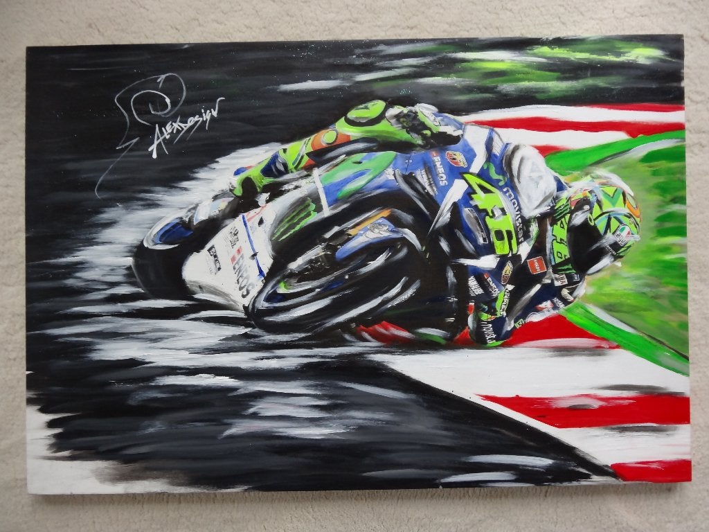 olieverfschilderij Valentino Rossi 46 Alex Design alexdesign, Verzamelen, Ophalen, Zo goed als nieuw, Motoren