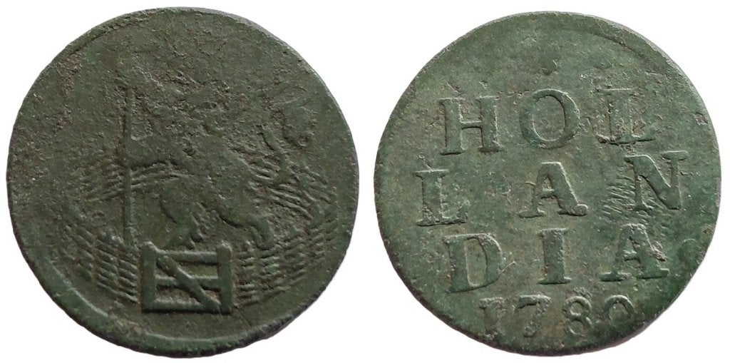 Duit Holland 1780, Ophalen of Verzenden, Overige landen, Losse munt