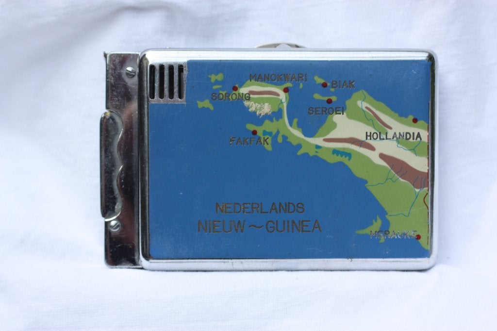 Sigarettenhouder aansteker Nederl Nieuw-Guinea paradijsvogel, Verzamelen, Ophalen of Verzenden, Gebruikt