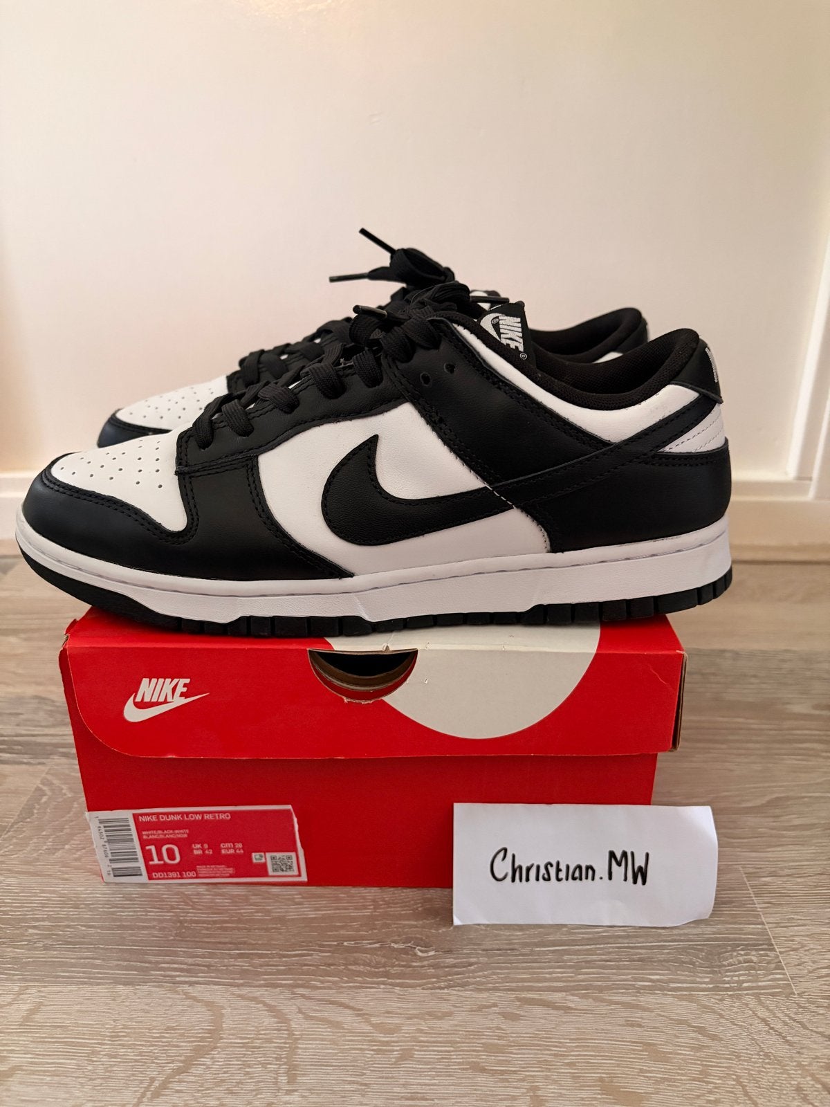 Nike Dunk Low Retro Panda - maat 44 - US 10, Kleding | Heren, Schoenen, Ophalen of Verzenden, Zo goed als nieuw, Zwart, Sneakers of Gympen