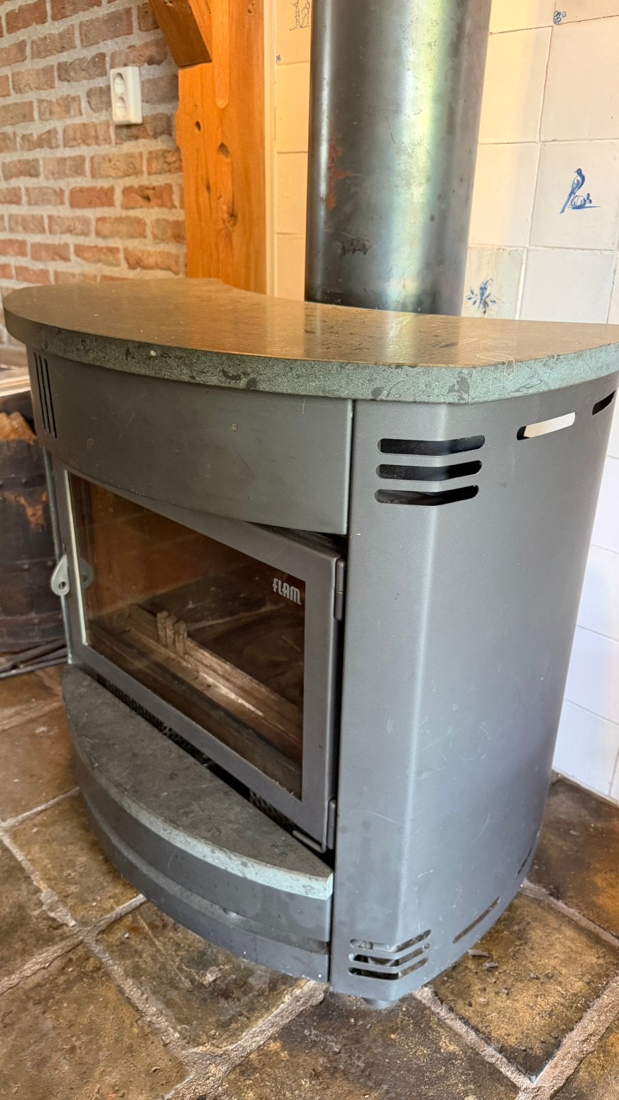 Houtkachel FLAM Arco te koop incl. trekbegrenzer, Ophalen, Gebruikt, Houtkachel, Vrijstaand