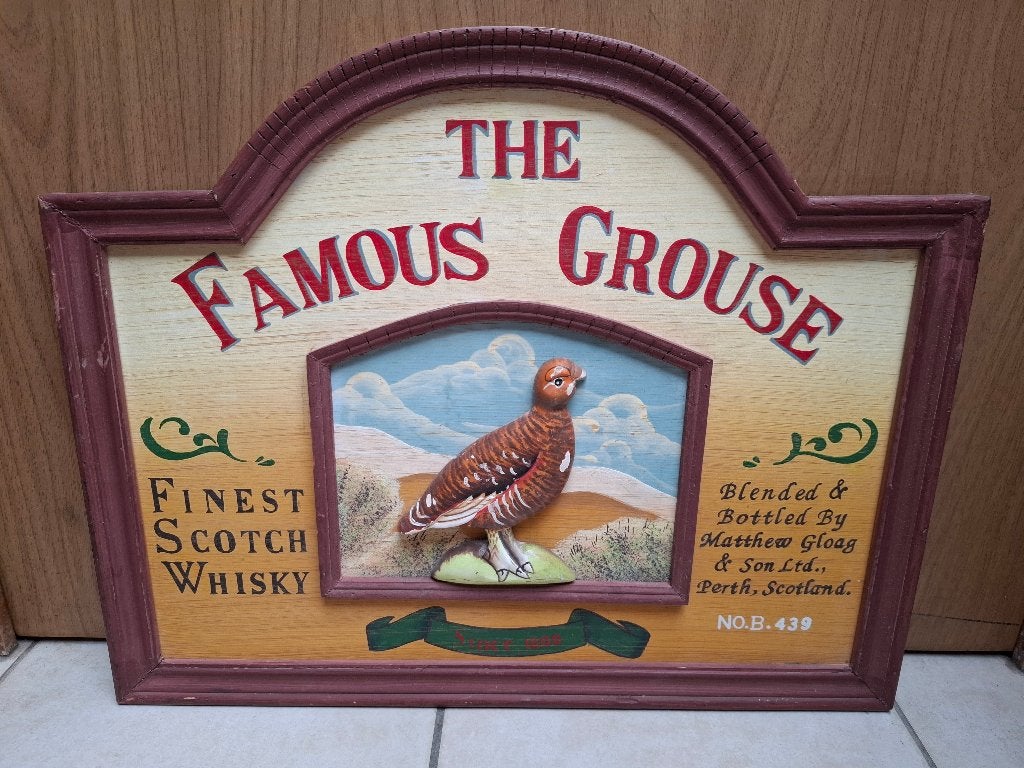 authentiek houten pubbord Famous Grouse Whisky, Ophalen of Verzenden, Nieuw, Reclamebord