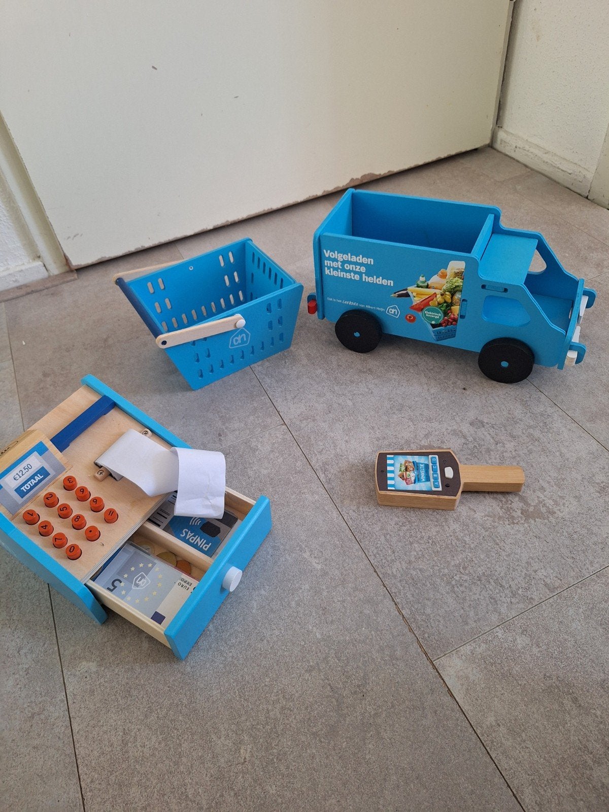 Albert Heijn houten speelgoed set, Ophalen of Verzenden, Gebruikt, Jongen of Meisje