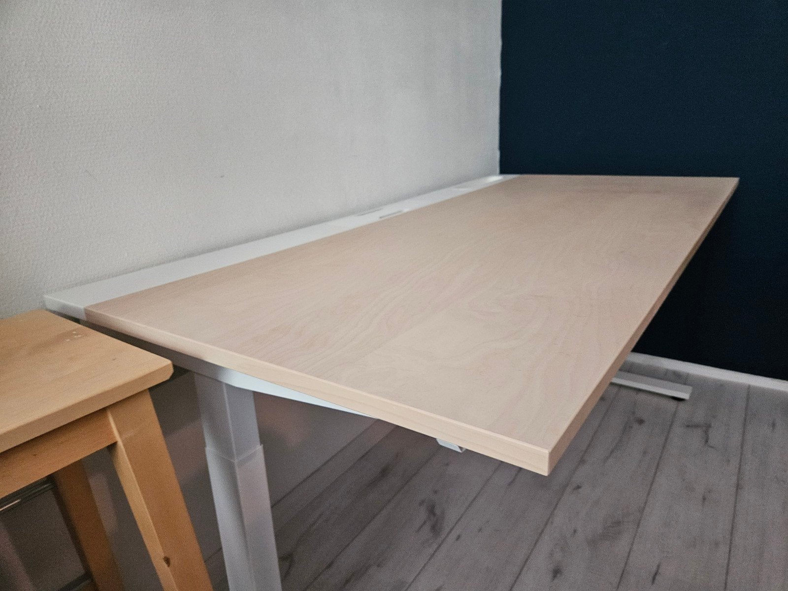 IKEA Mitzzon 160x80  Bureau - Berkenfineer/wit +verlengsnoer, 160 cm, Scandinavisch, Zo goed als nieuw, IKEA