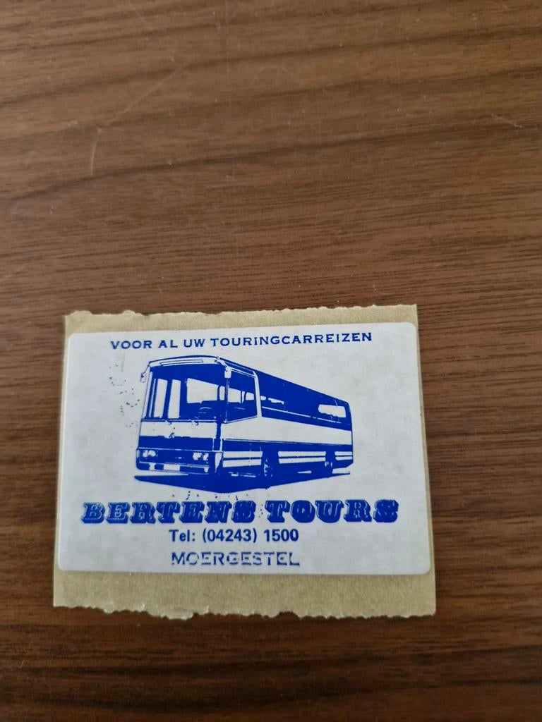 7153 Vintage Bertens Tours Sticker - Touringcar Reclame, Verzamelen, Ophalen of Verzenden, Gebruikt, Reclamebord