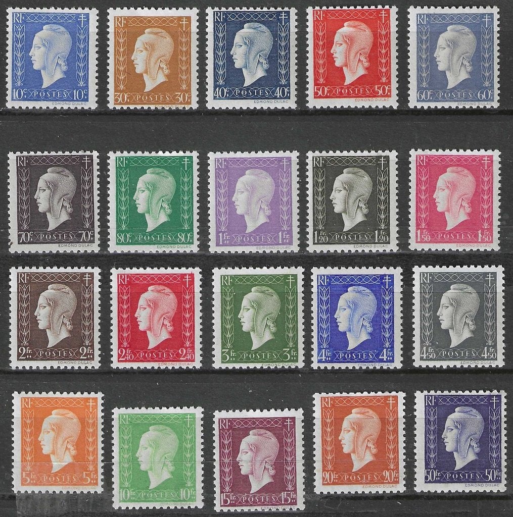 Frankrijk 1945 - Yvert 682-701 - Marianne de Dulac (PF), Verzenden, Postfris