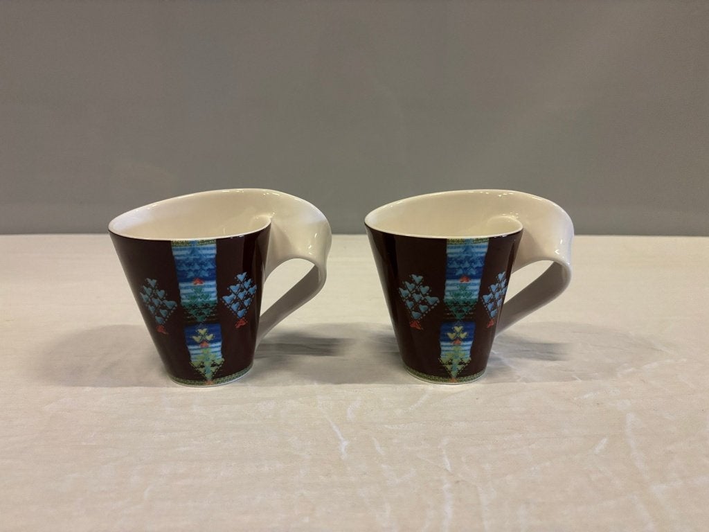 2 Villeroy & Boch NewWave Caffè koffiekopjes, bruin/blauw, Gebruikt, Niet bekend (tweedehands product), Villeroy & Boch, Ophalen of Verzenden