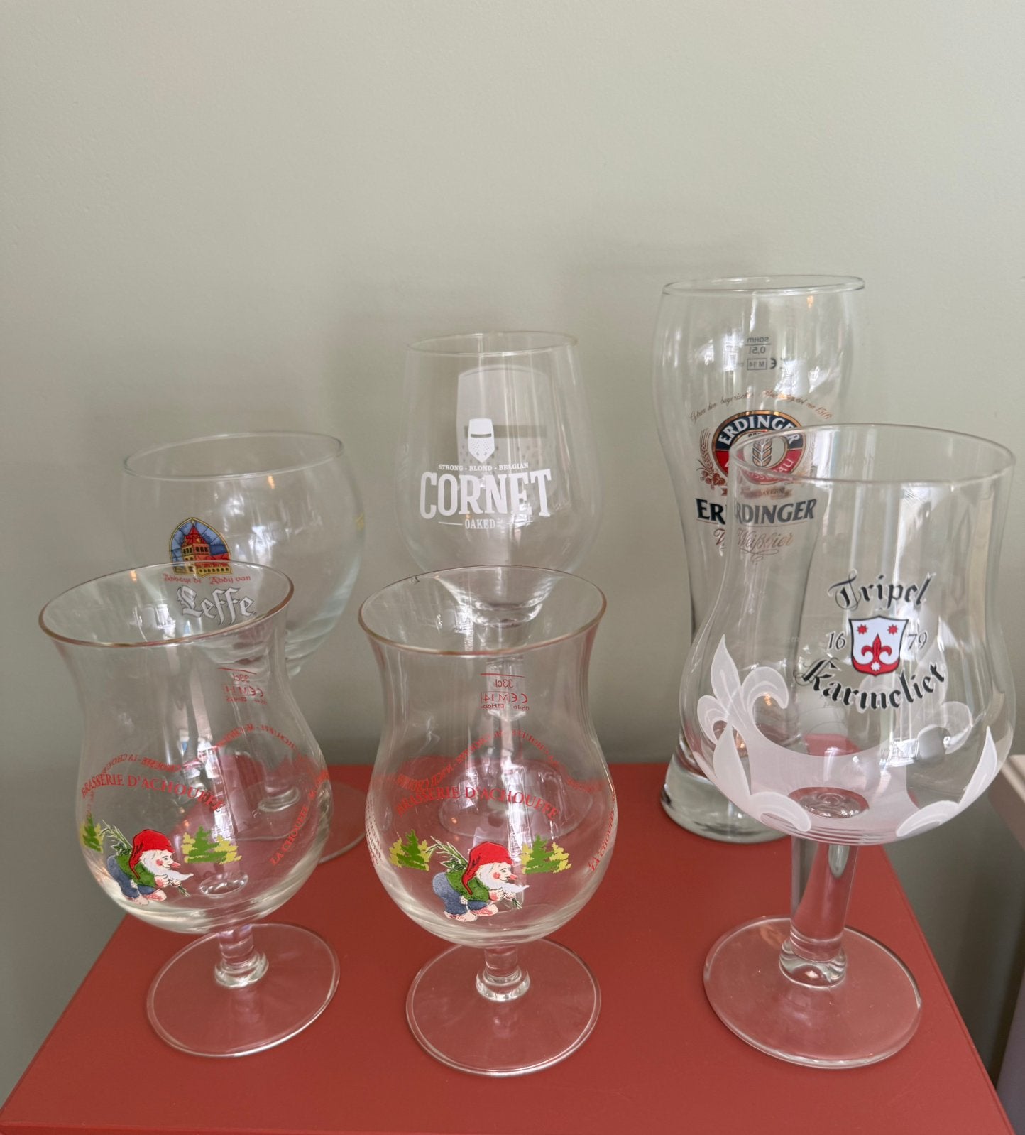 Bierglazen collectie: Chouffe, Karmeliet, Leffe, Ophalen, Meerkleurig, Glas, Overige typen