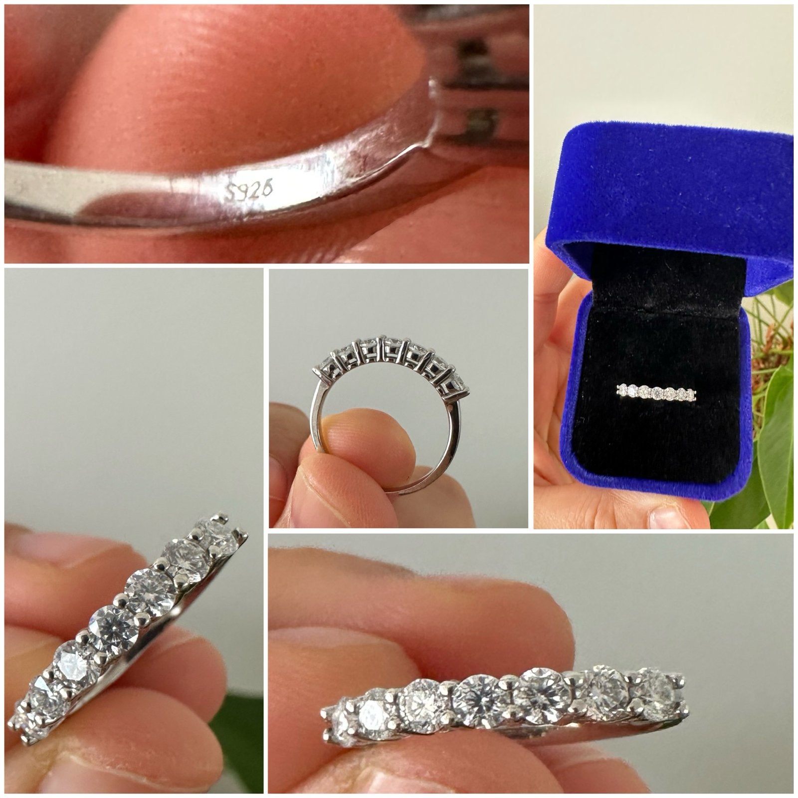Zilveren ring met Moissanite edelstenen - Maat 14 (of soms7), Sieraden, Tassen en Uiterlijk, Nieuw, Ophalen of Verzenden, Kleiner dan 17