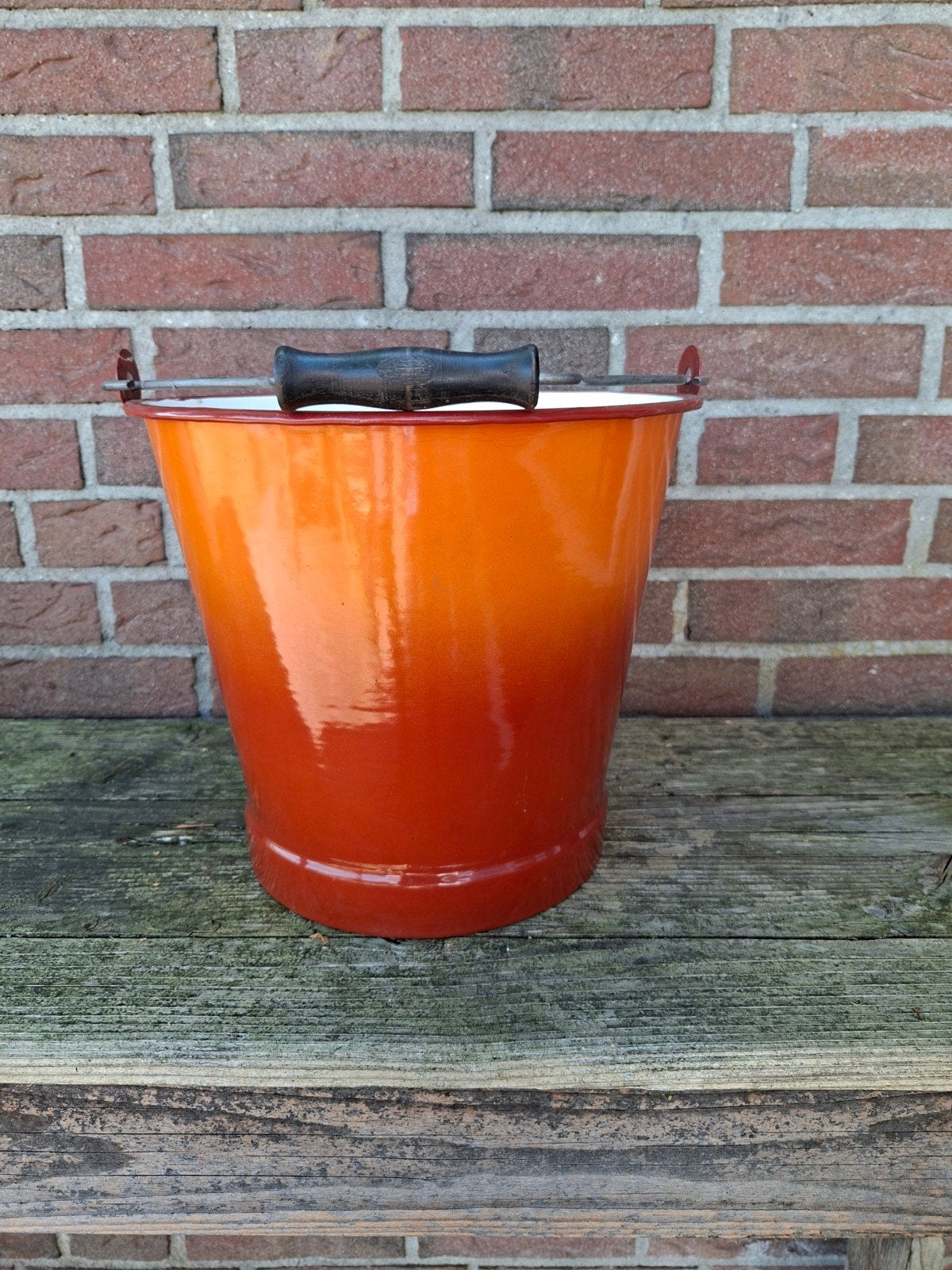 oranje gevlamde emmer, Antiek en Kunst, Ophalen of Verzenden