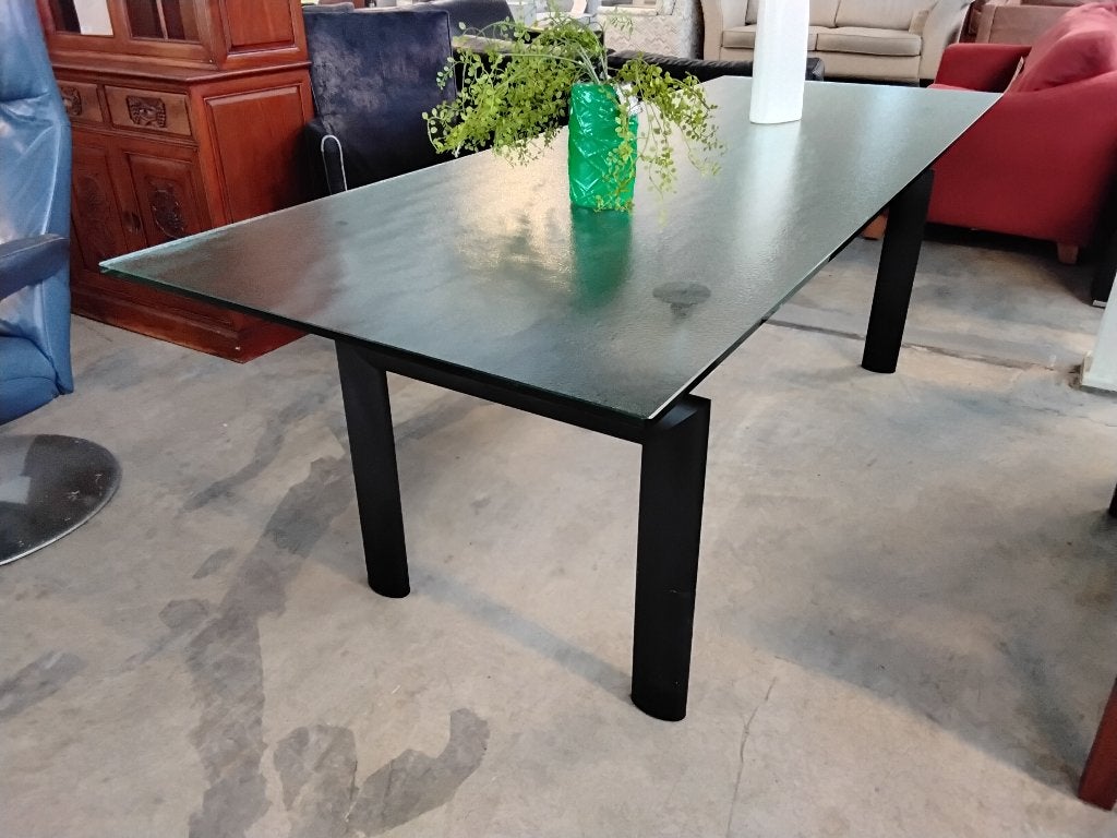 Eettafel, glas 225 x 85cm, voor 195= Second Life Wolvega, Ophalen, 200 cm of meer, 50 tot 100 cm, Vijf personen of meer